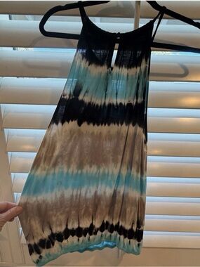 INC International Concepts Blue, Black & Brown Tie-Dye A-Line Skirt